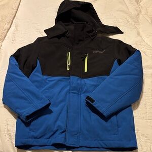 Magellan Ski Outdoors Black and Blue Jacket 2 jackets in 1 with Yellow Accents